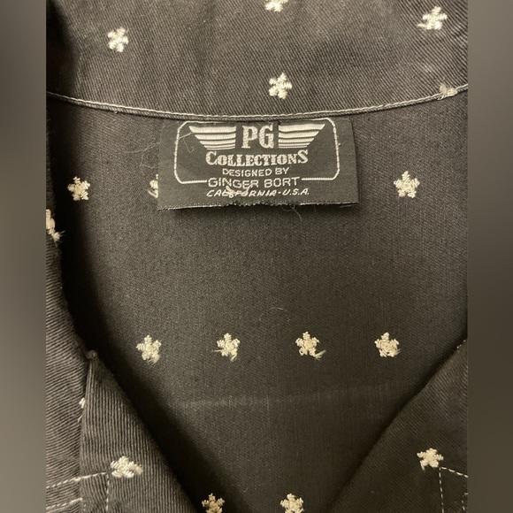 Vintage, PG Collections Ginger Bort, Black Jean Jacket,White Embroidered Flowers - Picture 5 of 7